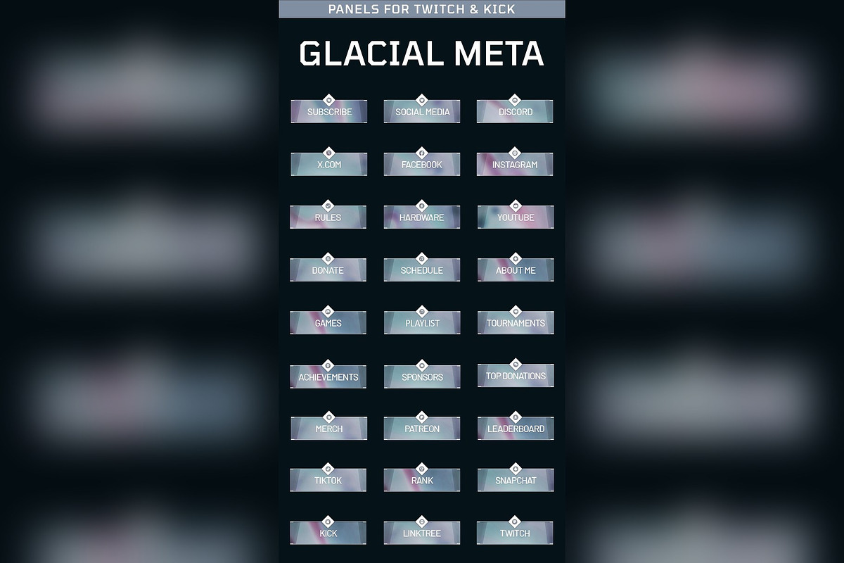 Glacial Meta Twitch & Kick Panels, an Object Graphic by Gear Store (Photo 1 of 3)
