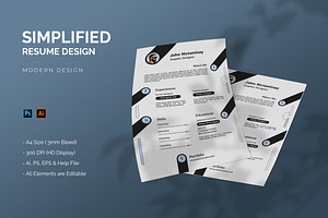 Simplified - Resume Template, a Resume Template by StreaksideStd