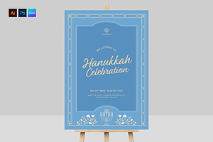 Hanukkah Welcome Sign Template, a Poster Template by BrandPacks