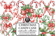 Christmas Candy Cane Clipart, an Illustration by Libby Wishes (Thumbnail 1 of 7)