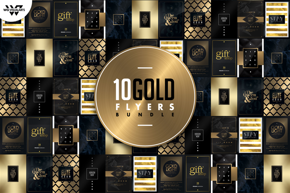 10 GOLD MINIMAL Flyer Bundle, a Flyer Template by WG DESIGN (Photo 1 of 2)