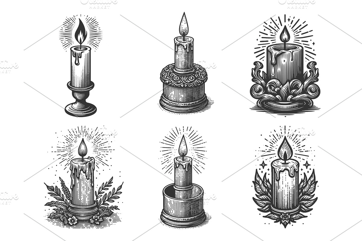 Candle with Ornate Holders set, an Object Illustration by AlexArt