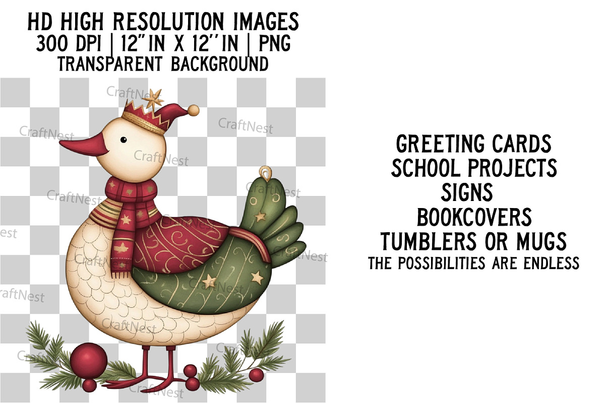 Christmas Goose Clipart, an Illustration by Craft Nest (Photo 2 of 6)
