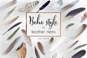Boho style: feather items