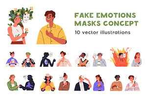 People behind fake mask concept set, a Person Illustration by Good Studio