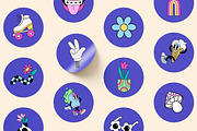Retro stickers in groovy style set, a Decorative Illustration by PaperTrident (Thumbnail 8 of 8)
