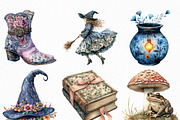 Watercolor Toile Witch Clipart, an Illustration by Craft Nest (Thumbnail 3 of 6)