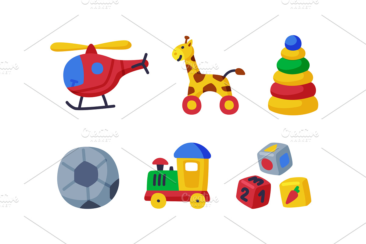 Different Colorful Kids Toy from, an Object Illustration by TopVectors