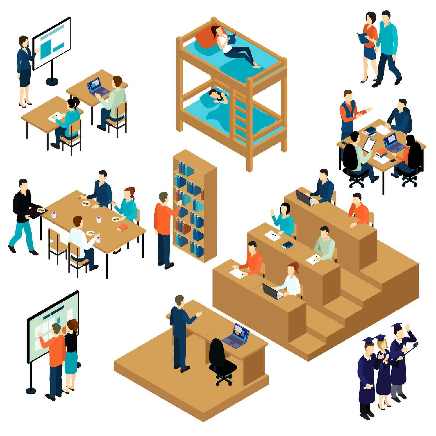 Education Isometric Student Icon Set, an Icon by Alexander Belenkiy