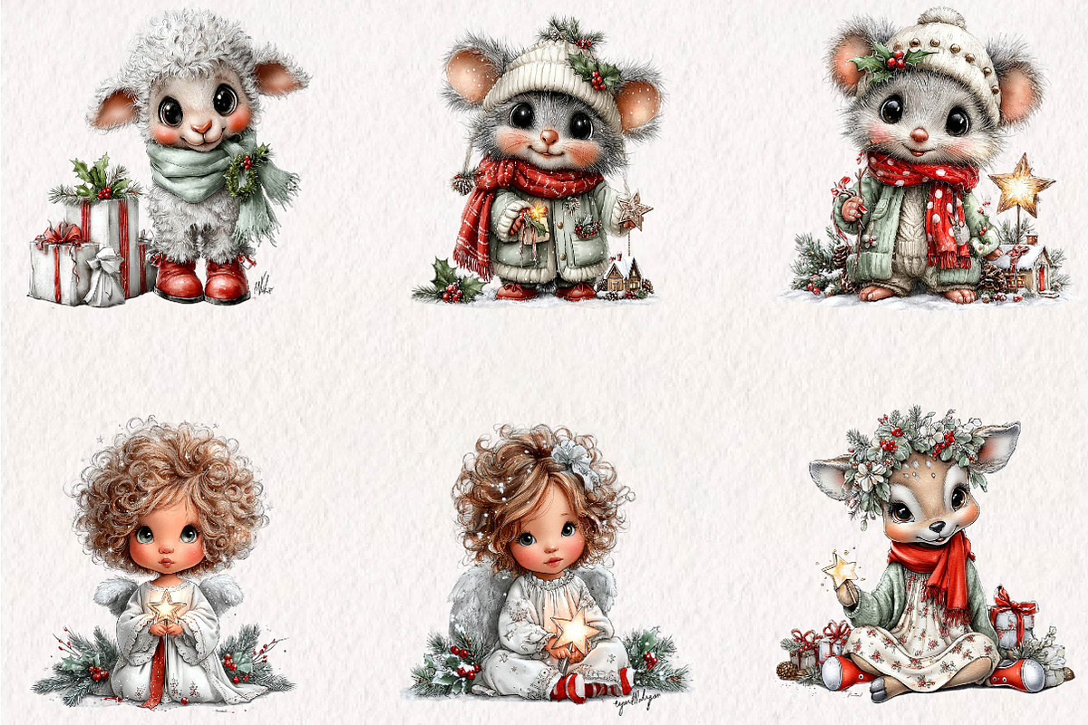 Whimsical Christmas Characters, a Seasonal Illustration by CreationArt (Photo 2 of 7)