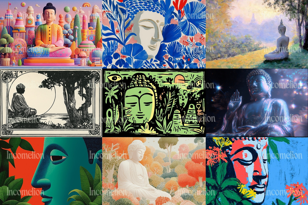 150 Spiritual Buddha Illustrations, a Decorative Illustration by Incomelion (Photo 11 of 21)