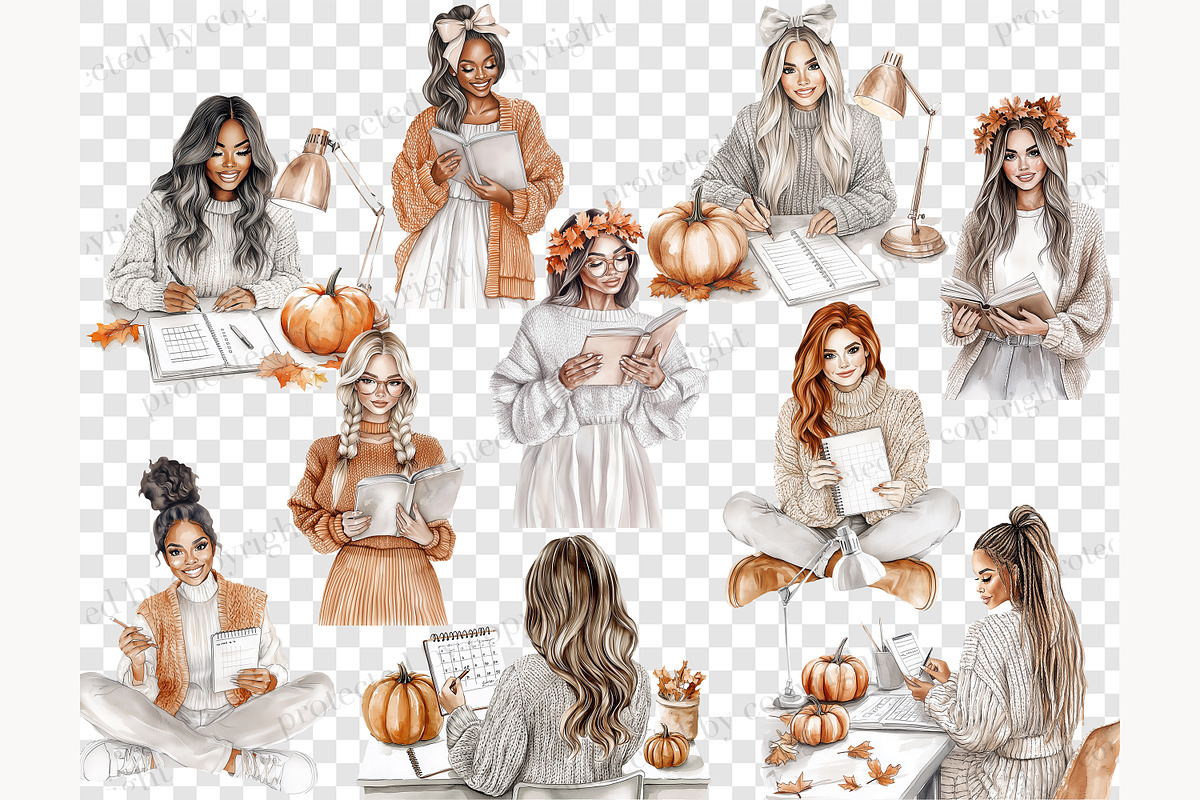 Autumn Planner Clipart Collection, a Person Illustration by GlamArtZhanna (Photo 8 of 8)