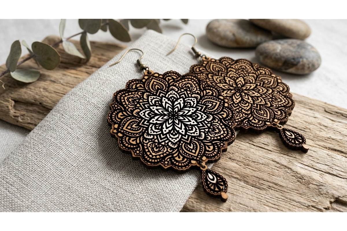 Mandala Earring Vector, an Object Graphic by hafijul (Photo 10 of 11)