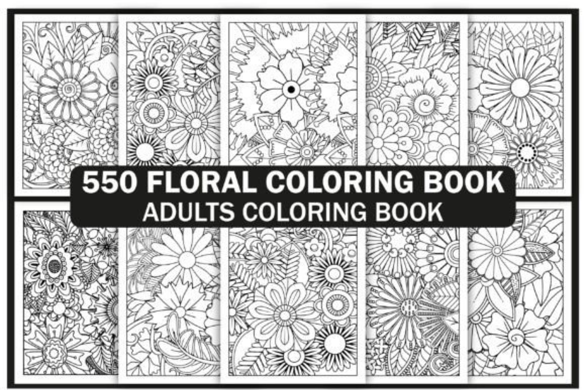 550+ Flowers Adult Coloring Book, an Illustration by shopcosm