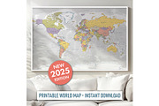 Vector World Map - Large&Detailed, a Decorative Illustration by PorcuPen Works (Thumbnail 6 of 8)