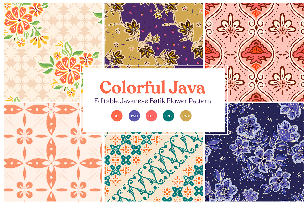 Colorful Java Batik Pattern, a Pattern Graphic by astrographic (Photo 1 of 10)
