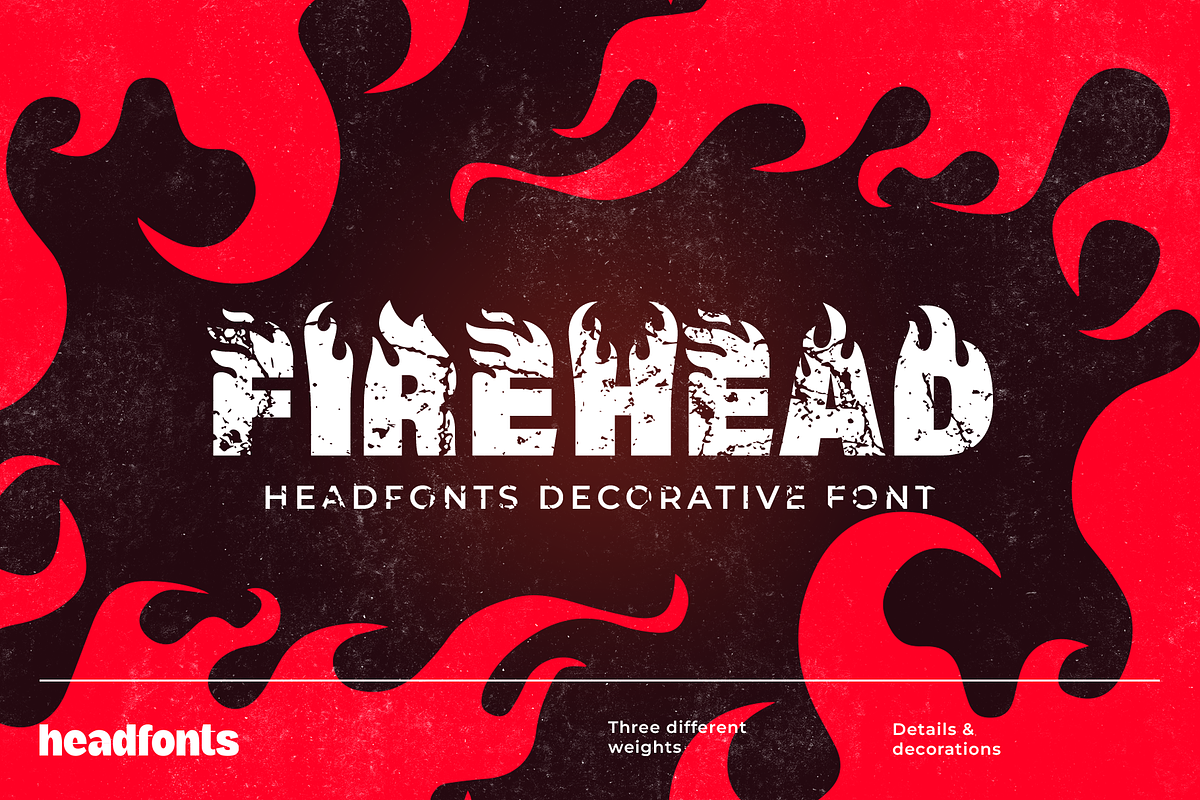 Firehead Font – The Ultimate Flame F, a Sans Serif Font by Headfonts (Photo 1 of 9)