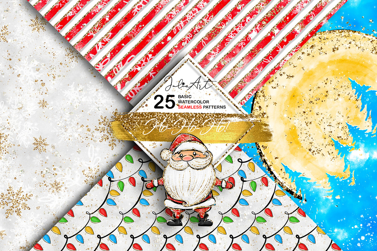 Ho-Ho-Ho christmas seamless patterns, a Pattern Graphic by JuliaStarArt-FantasyHome (Photo 2 of 12)