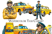 Watercolor Taxi Clipart, an Object Graphic by ArtisticTimberStudio (Thumbnail 2 of 2)