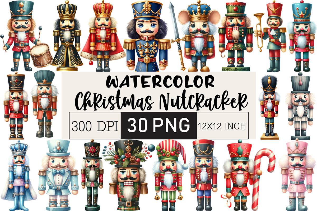 Christmas Nutcracker Clipart, an Illustration by Black Bird Studio (Photo 1 of 6)