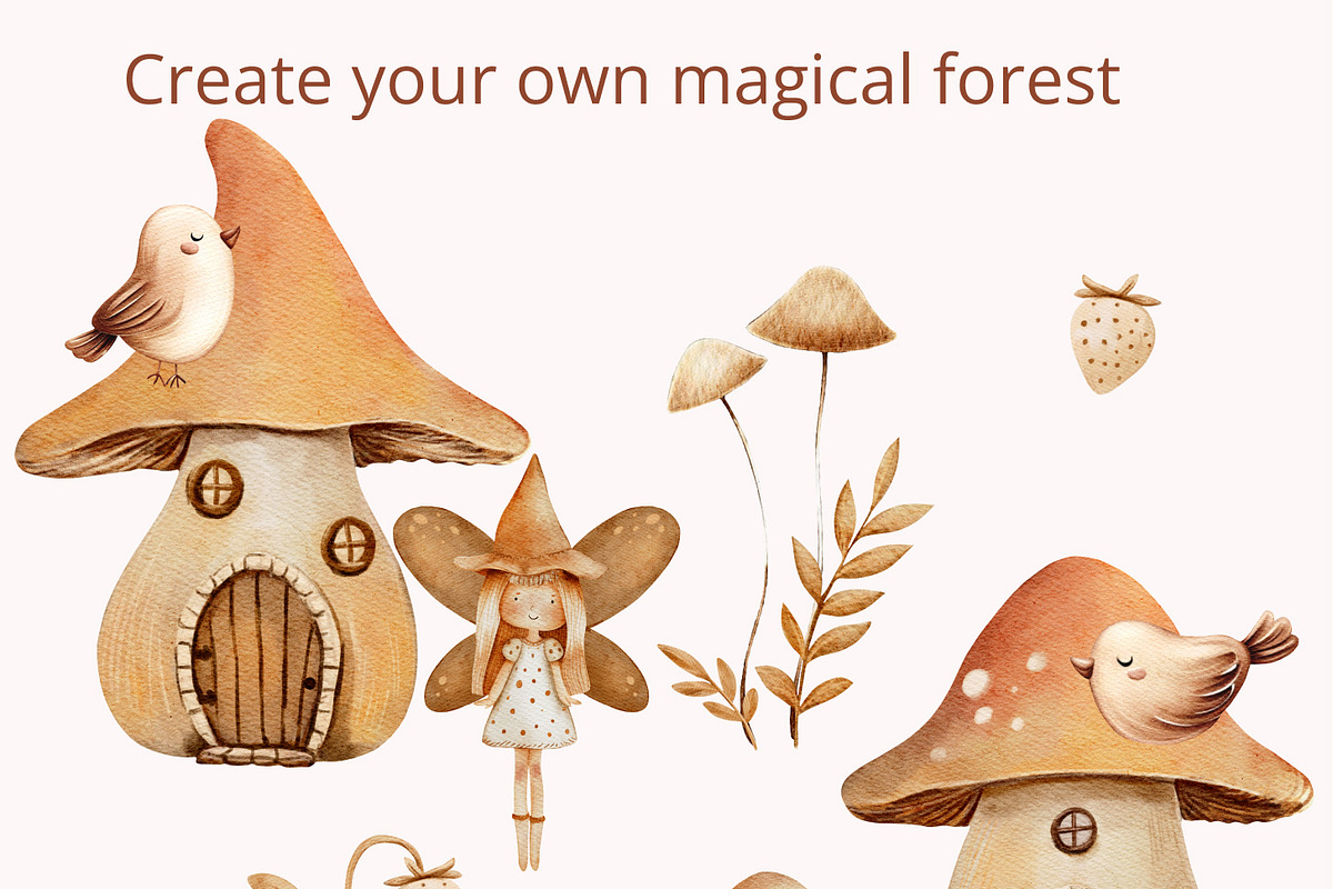 Forest Fairyland Watercolor clipart, an Object Graphic by NikiArts (Photo 3 of 10)