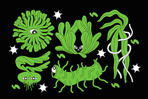 Green Psychedelic Plant Illustration, an Illustration by graphicook