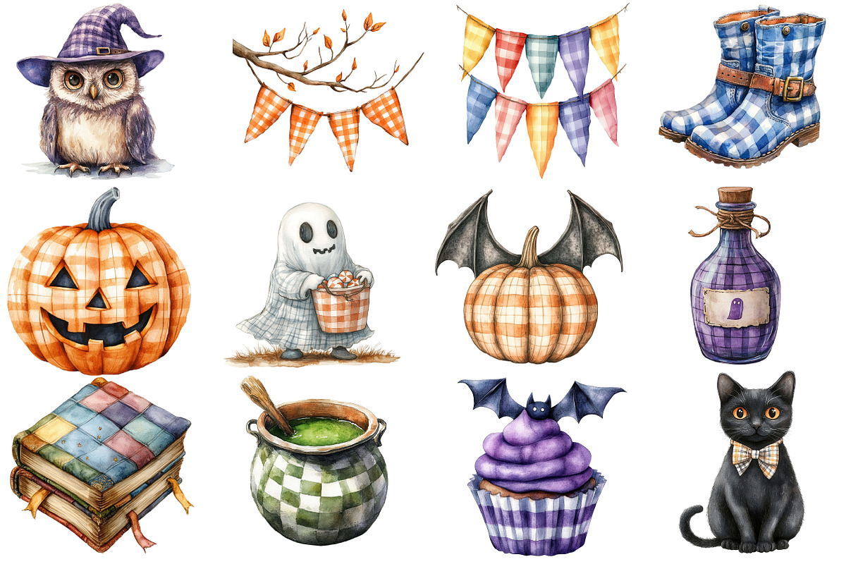 Gingham Halloween Clipart, an Illustration by Designworld (Photo 4 of 5)