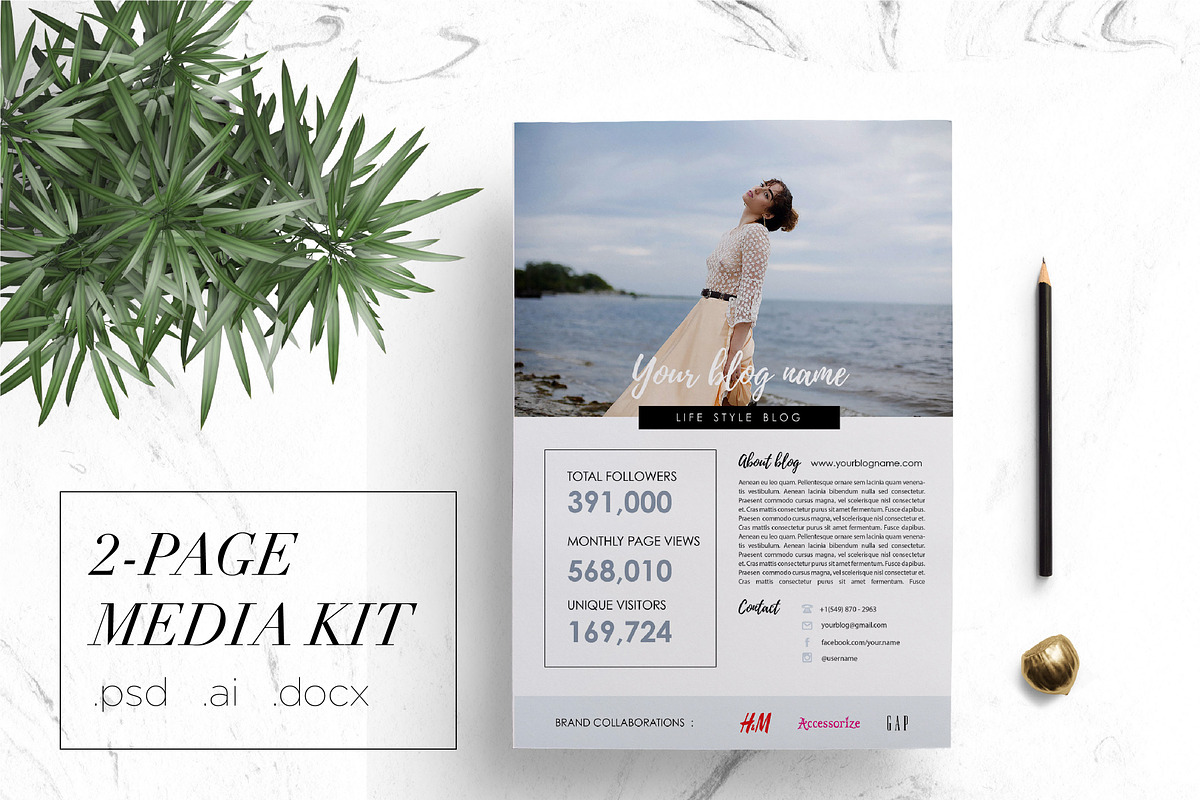 Modern 2-page media kit, a Brochure Template by Chic templates (Photo 1 of 3)