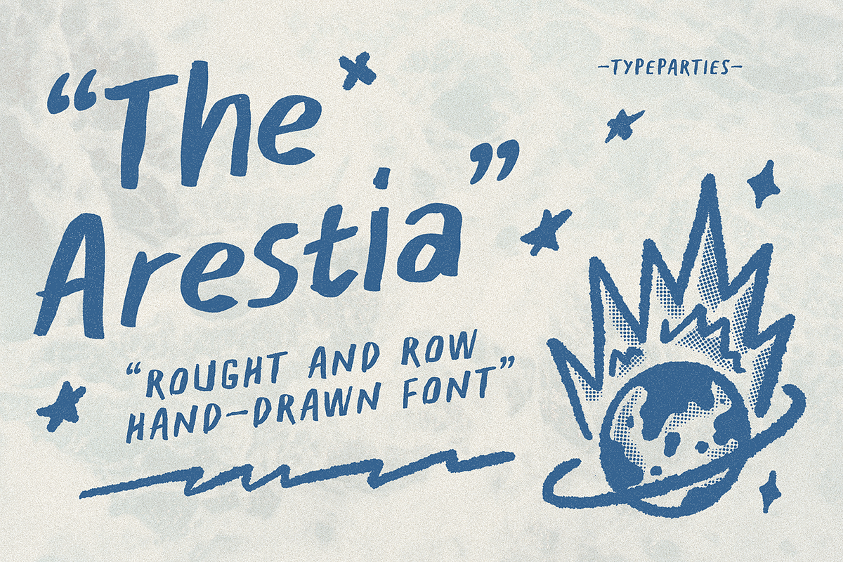 Arestia - rough handwritten font, a Handwritten Font by Typeparties (Photo 1 of 5)
