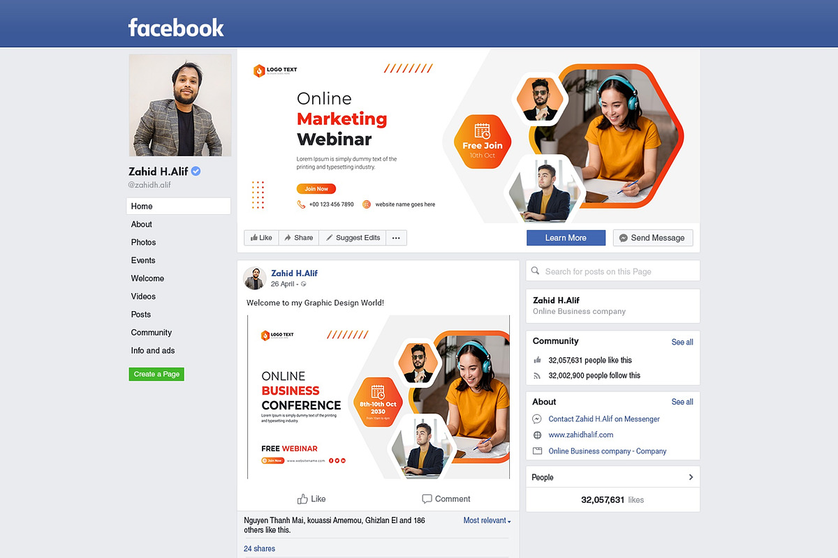 Facebook social media & website cover banner template design preview 2