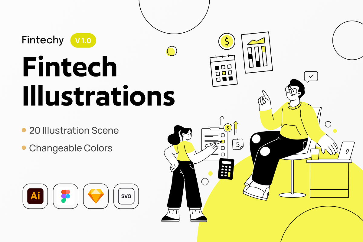 Fintechy - Fintech Illustrations Set, a Finance Illustration by Illustraly Design (Photo 1 of 8)