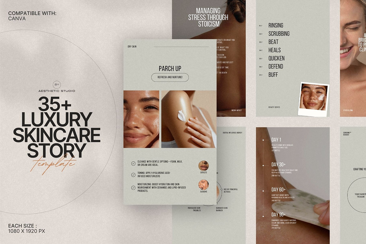 Modern Skincare Stories for Canva