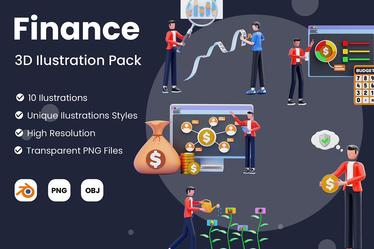 Financial 3D Illustration Pack, a 3D by novia99design (Photo 1 of 6)