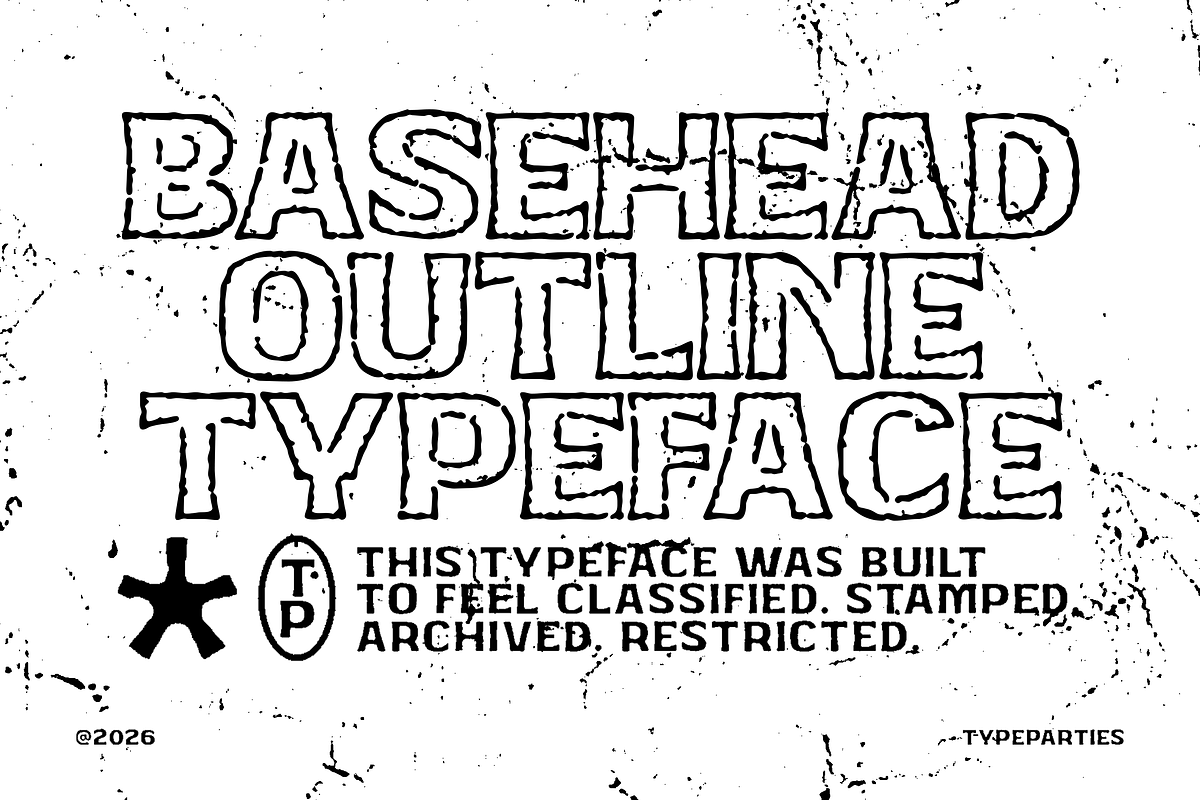 Basehead Outline - Rough Font, a Sans Serif Font by Typeparties (Photo 1 of 6)