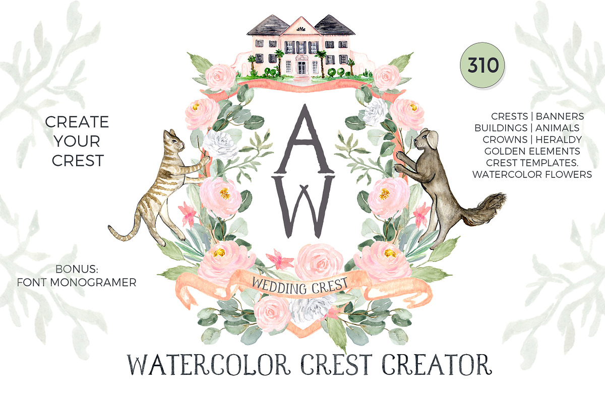 Crest Creator Wedding Watercolor, an Illustration by LABFcreations (Photo 1 of 18)