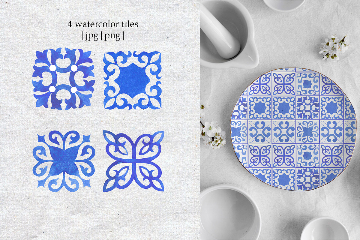 Watercolor Lemon Tiles 69 Assets, a Decorative Illustration by SunnJaneArt (Photo 3 of 14)