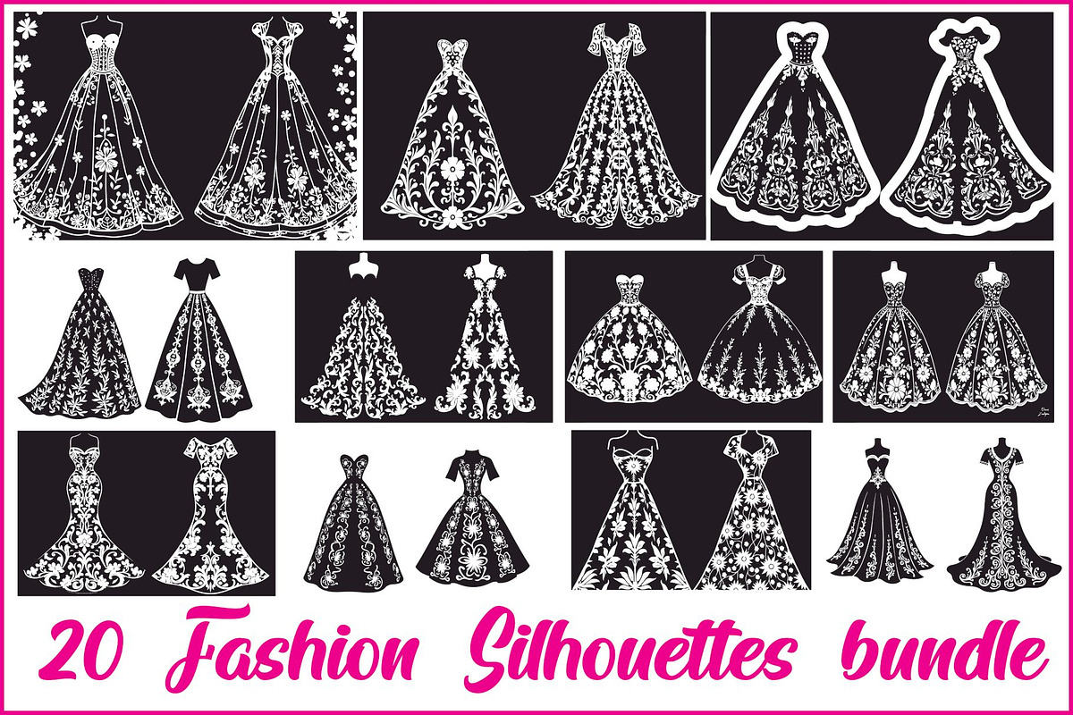 Fashion Dress Silhouette Bundle, an Illustration by BIPLOB EXPERT (Photo 1 of 21)