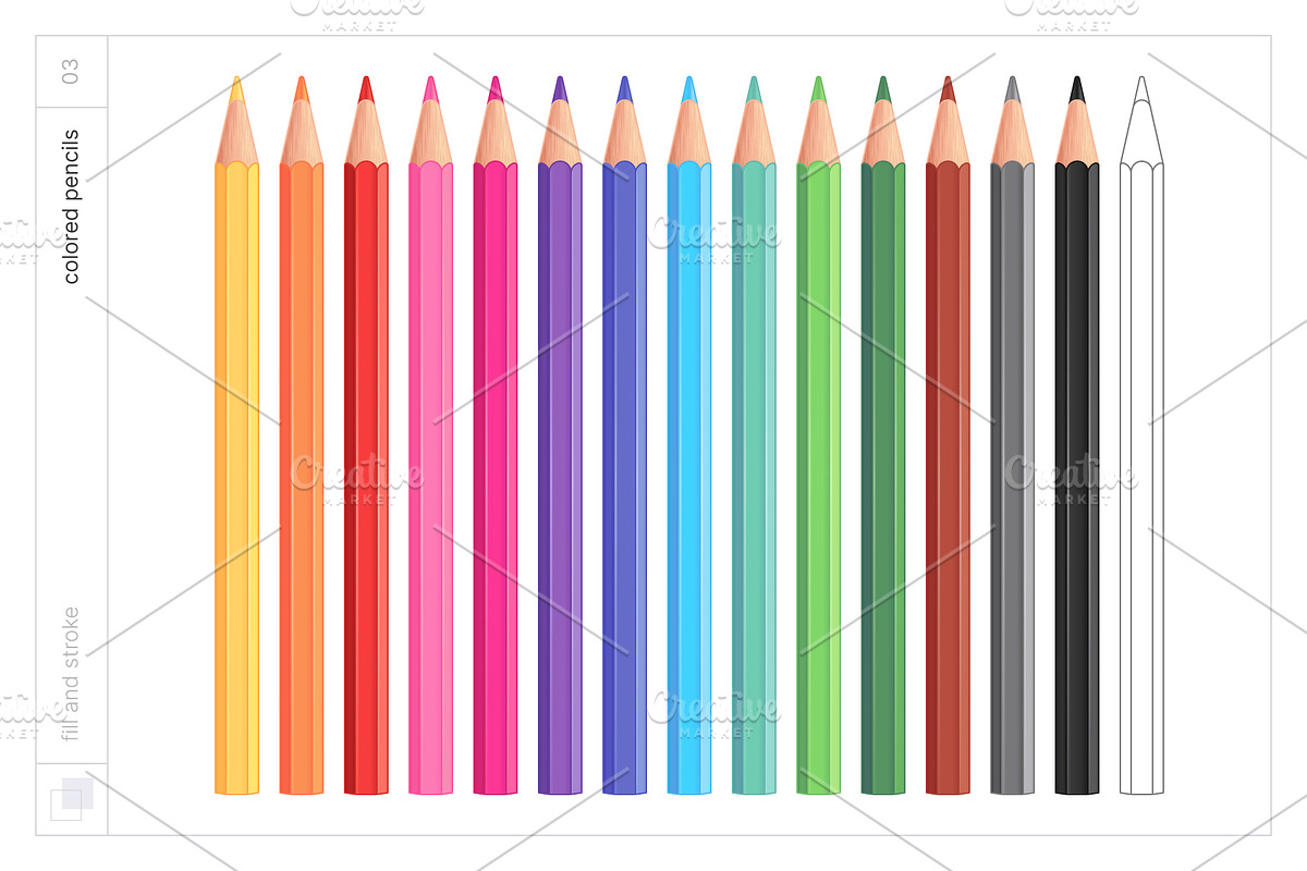Vector Colored Crayons & Pencils, an Object Graphic by Side Project (Photo 7 of 14)