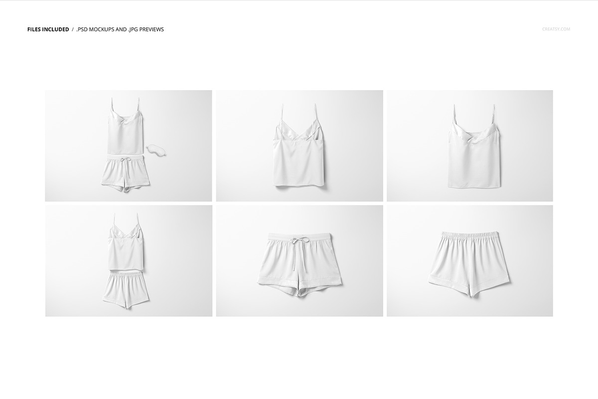 Short Silk Pajama Mockup Set, a Mask Mockup by creatsy5 (Photo 2 of 12)