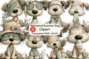 Whimsical Summer Dog Clipart, an Animal Illustration by Black Bird Studio