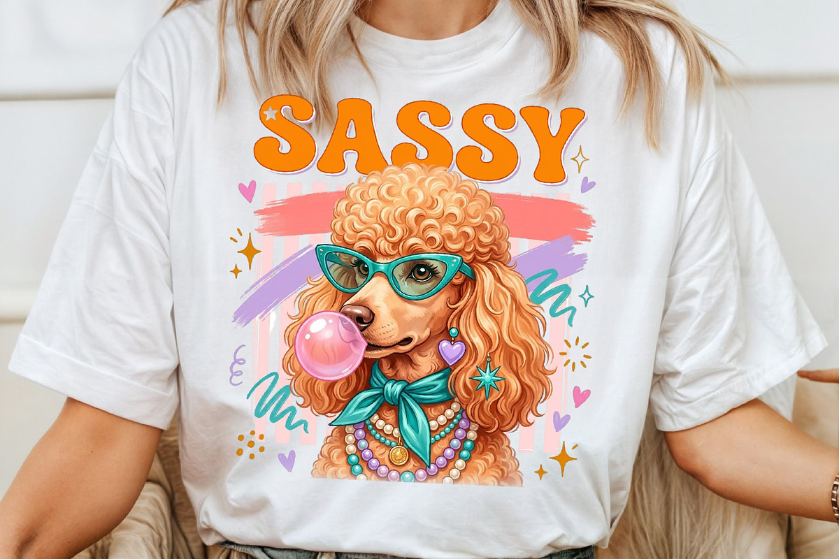 Sassy Retro Poodle Dog PNG, a Seasonal Illustration by Sublimation Artist (Photo 4 of 9)