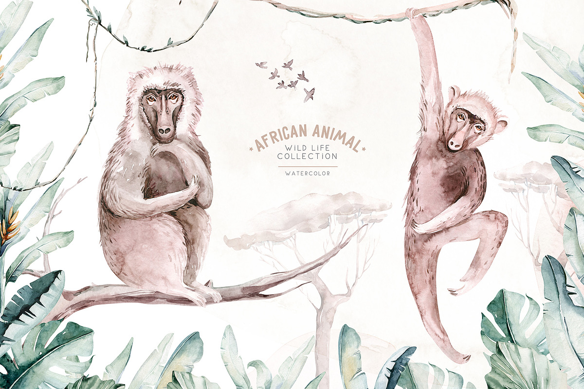 African animals watercolor set, an Animal Illustration by Peace ART (Photo 7 of 24)