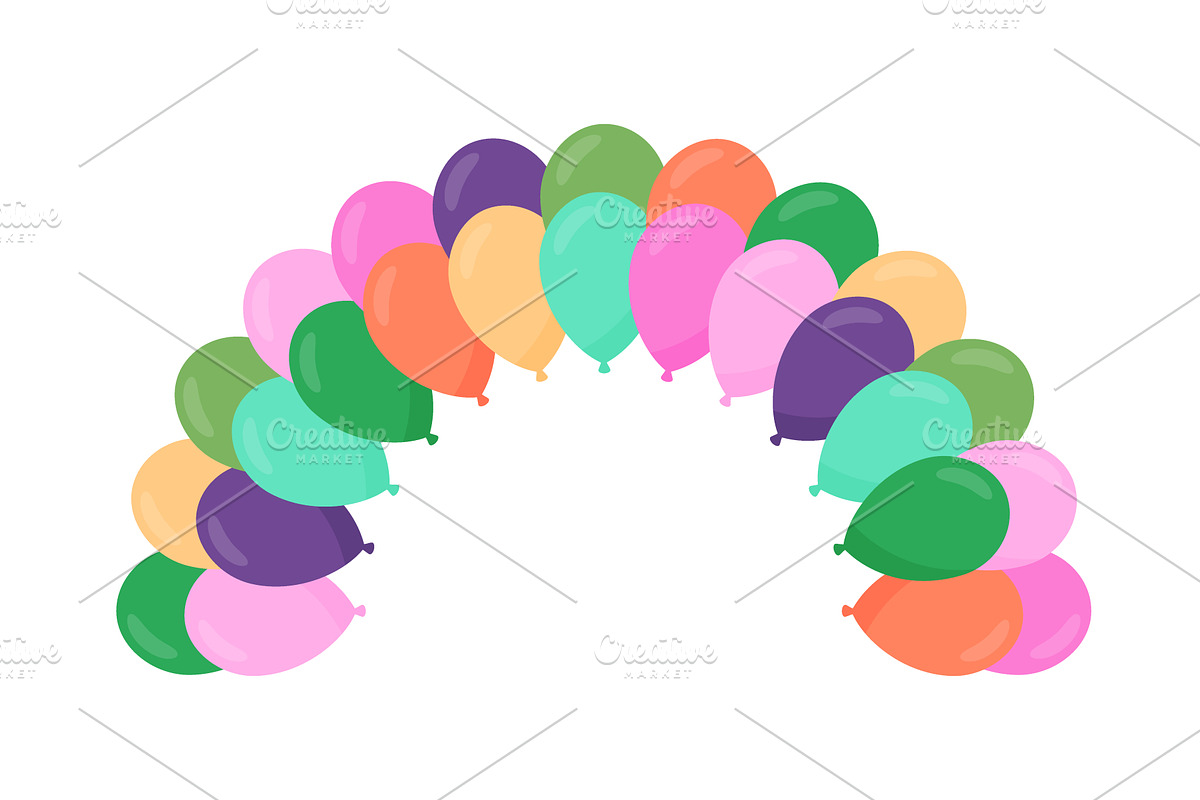Colorful balloon arch isolated on, an Object Illustration by GraphiShop