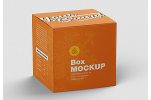 Square Cardboard Box Mockup