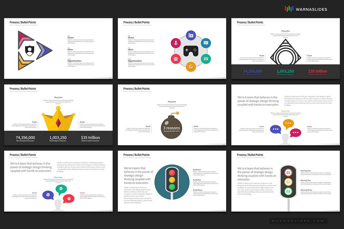 3 Bullet Points PowerPoint Templates, a Presentation Template by Warna Works (Photo 23 of 24)