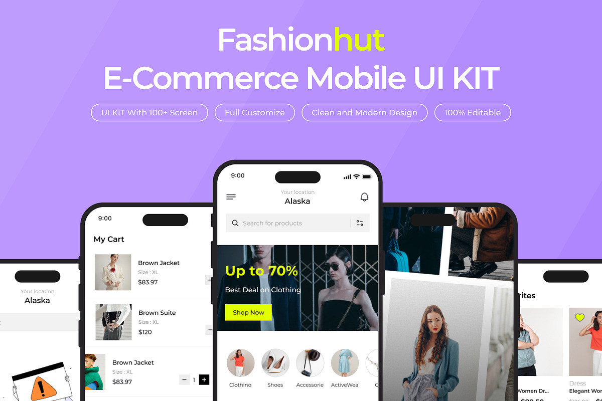 Fashionhut E-Commerce Mobile UI kit, an App Template by Ahmed Rubel (Photo 2 of 7)