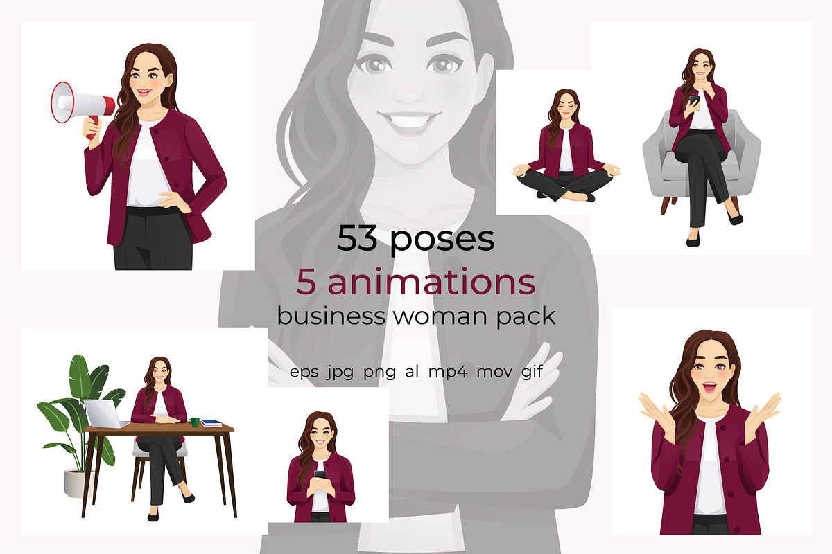 Business Woman Character Pack, a Person Illustration by Volha Hlinskaya (Photo 1 of 11)