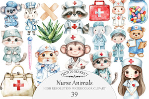 Nurse Animals Clipart, an Illustration by Design Market
