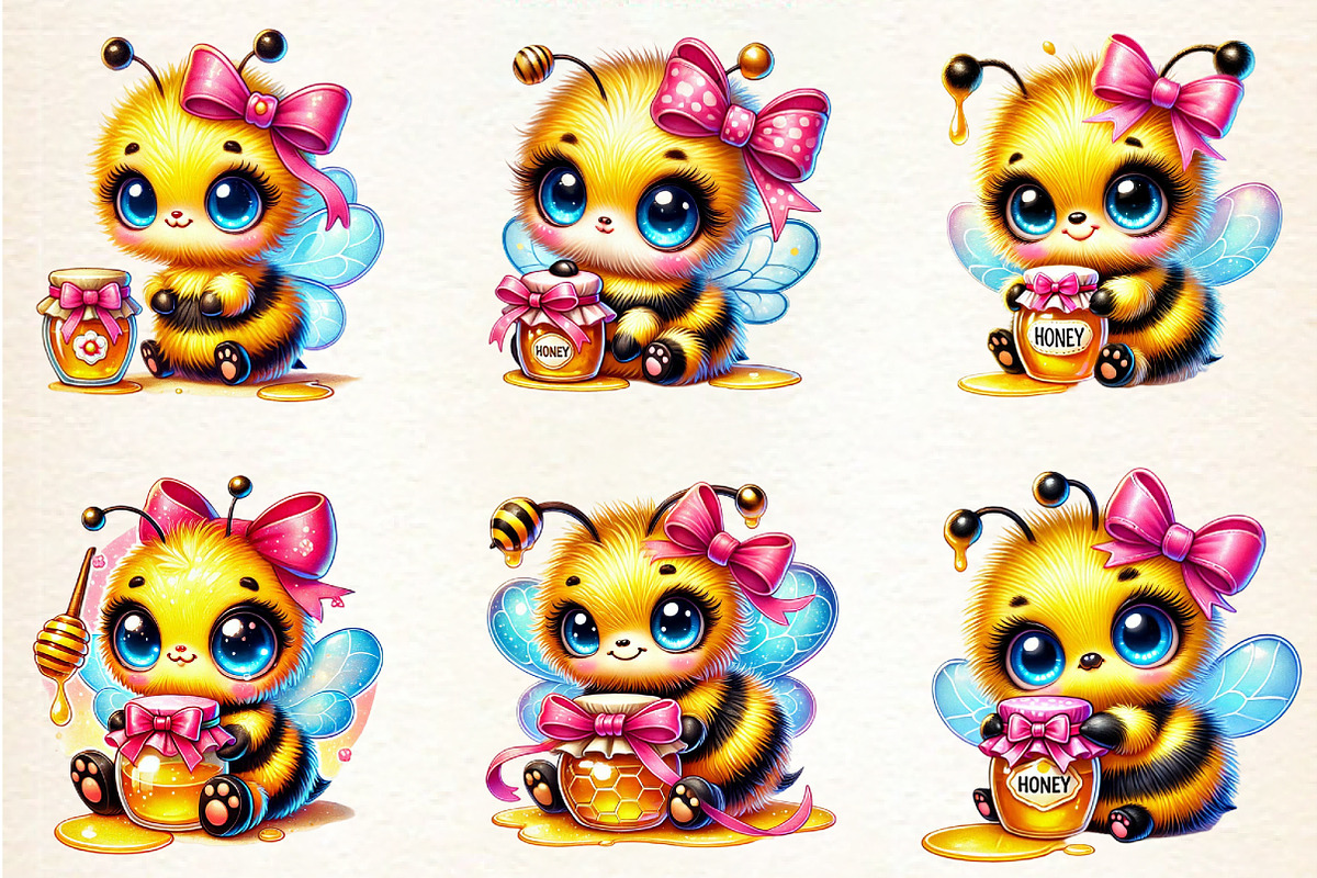 Cute Honey Bee Sublimation Clipart, an Illustration by DreamArtGraphic (Photo 5 of 5)