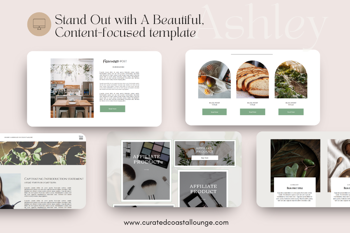 Ashley Showit Template for Bloggers & Coaches | Curated Coastal Lounge preview 2